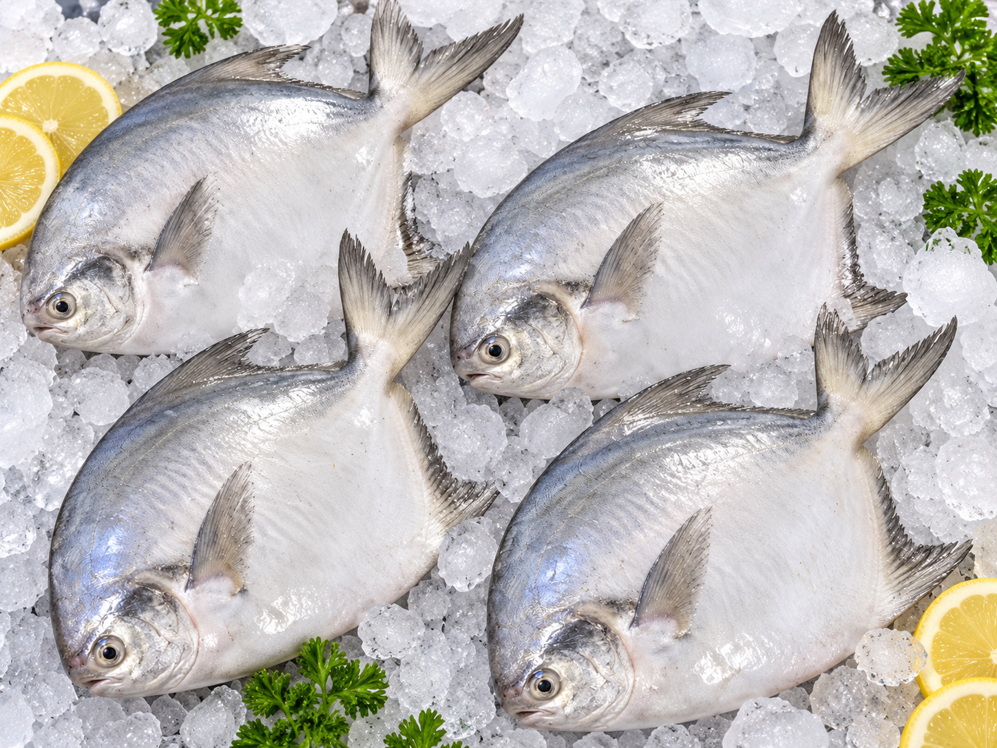 Silver Pomfret 4pcs in 1kg पापलेट
